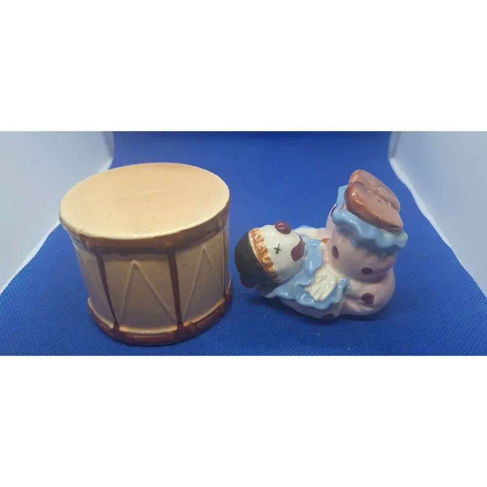 Clown on Drum Salt & Pepper Shakers- Vintage Japan-